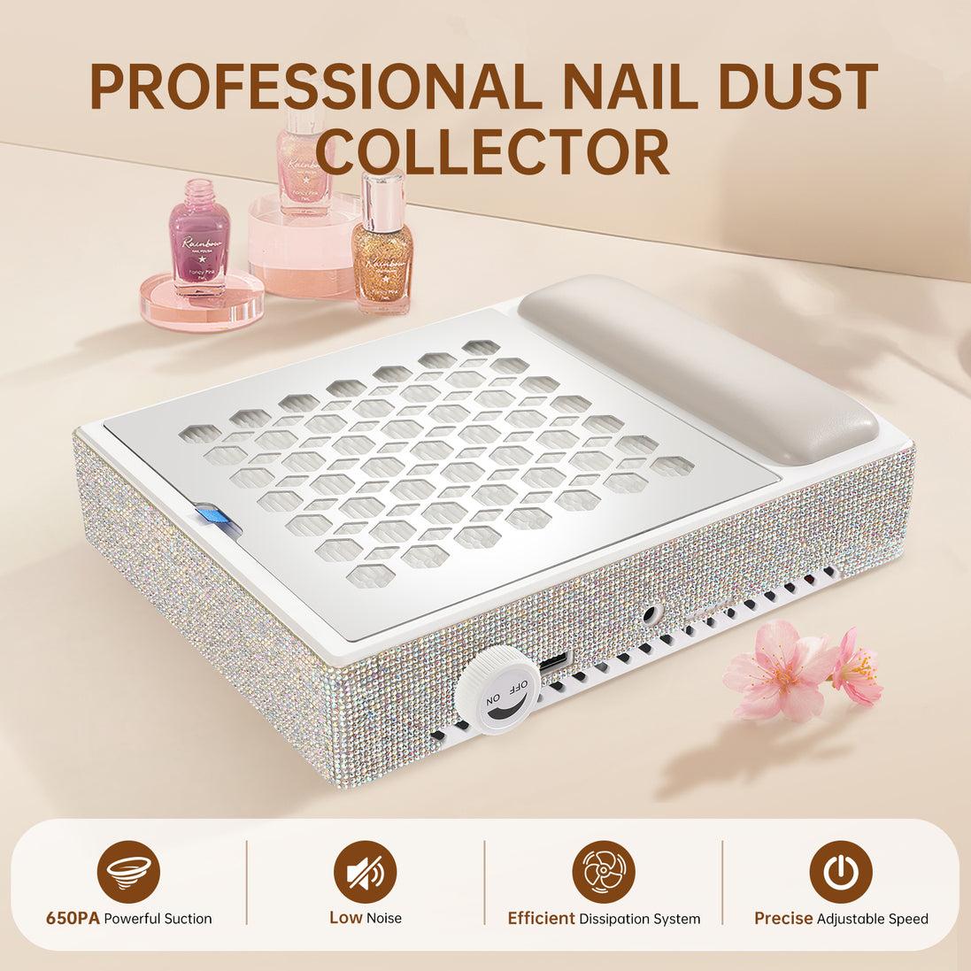 Rechargeable 650PA Nail Dust Collector - CS502-X02
