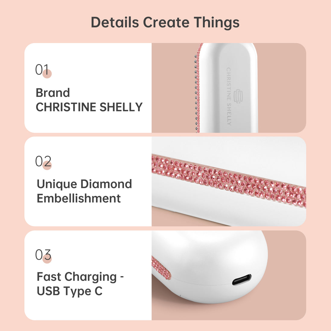 Cordless Hair Straightener Brush 9600mAh - CS2306-X210