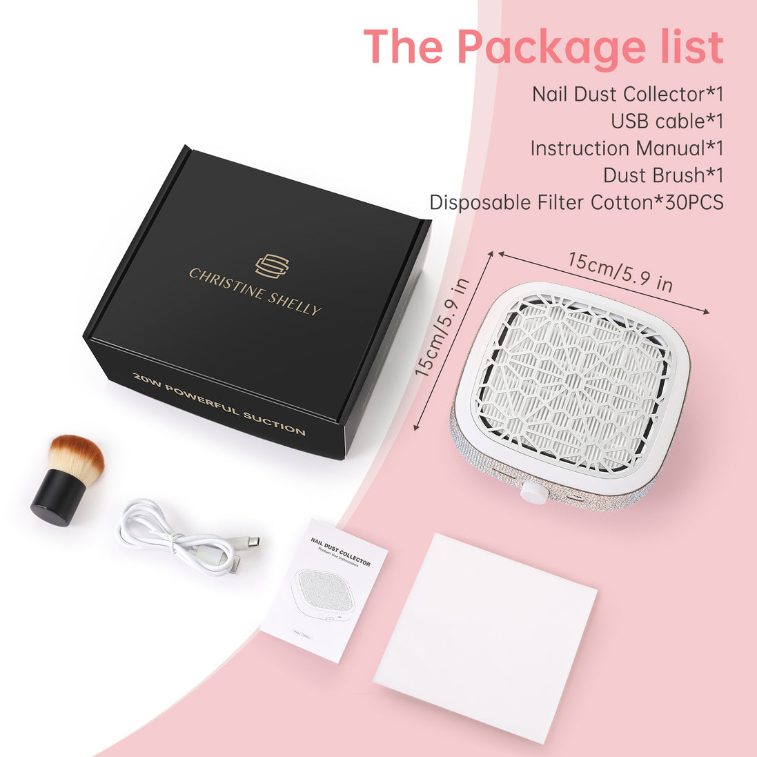 Rechargeable Nail Dust Collector AB Rhinestone- CS9