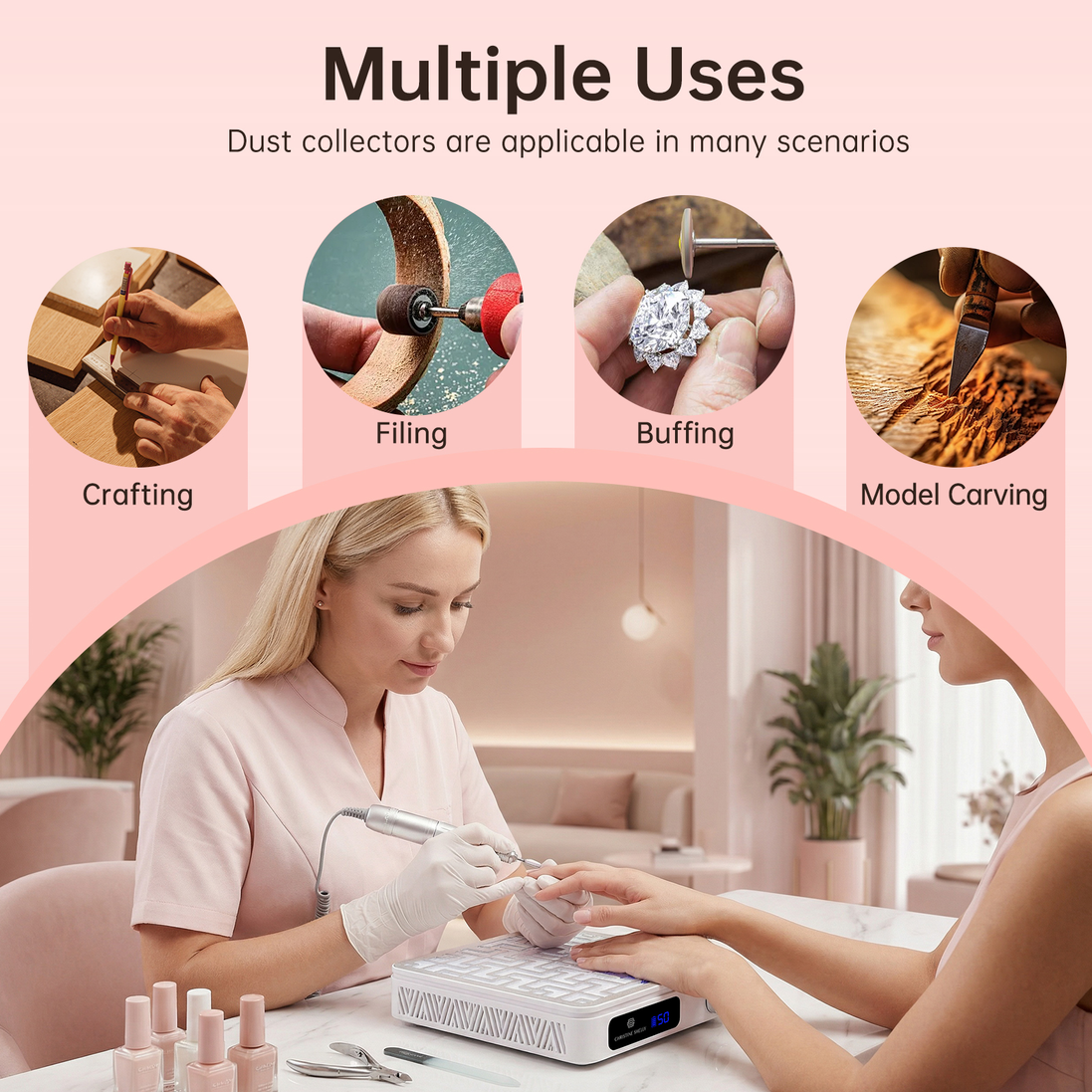 Triple Turbo Fan Rechargeable Nail Dust Collector - CS602-X02