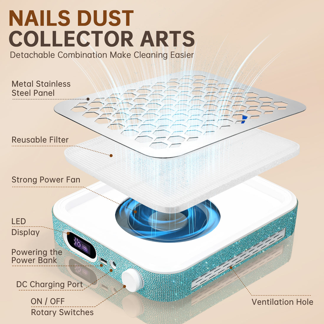 Rechargeable Nail Dust Collector - CS503-X15