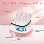 Rechargeable Nail Dust Collector Pink Rhinestones- CS9