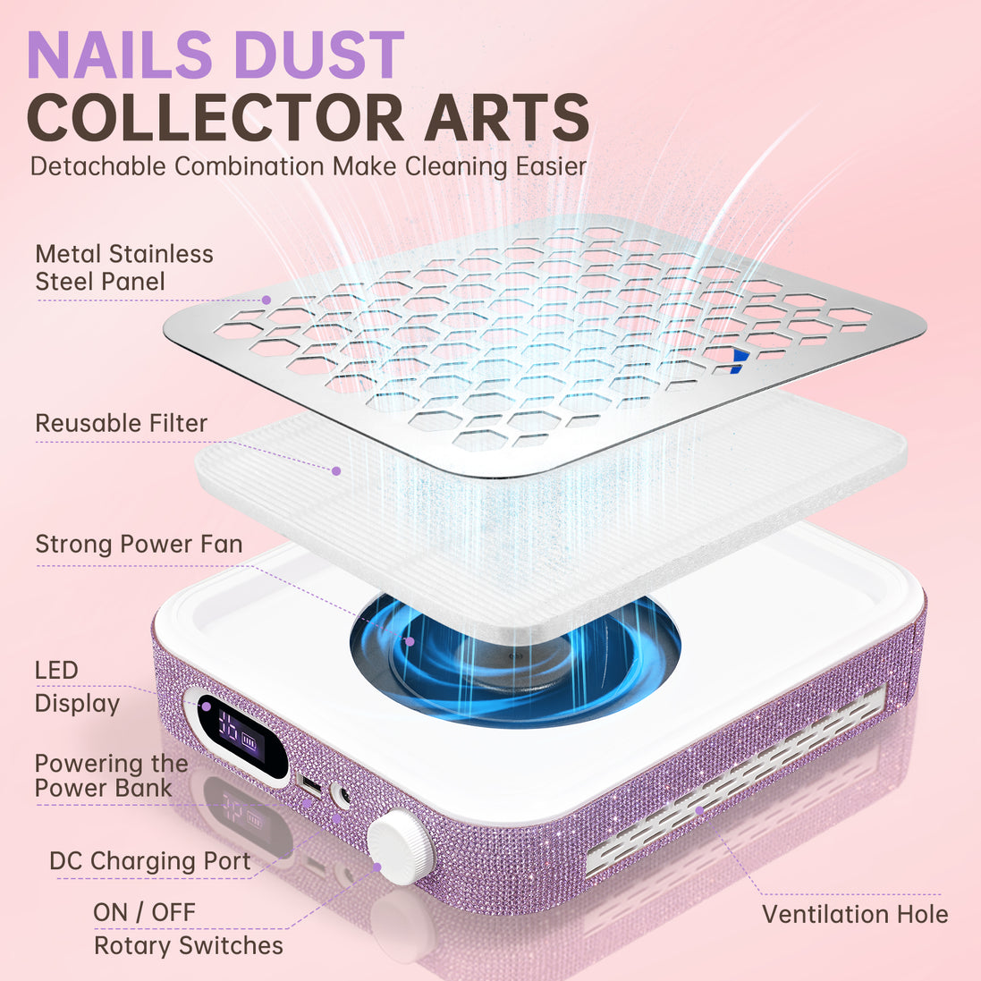 Rechargeable Nail Dust Collector - CS503-X19