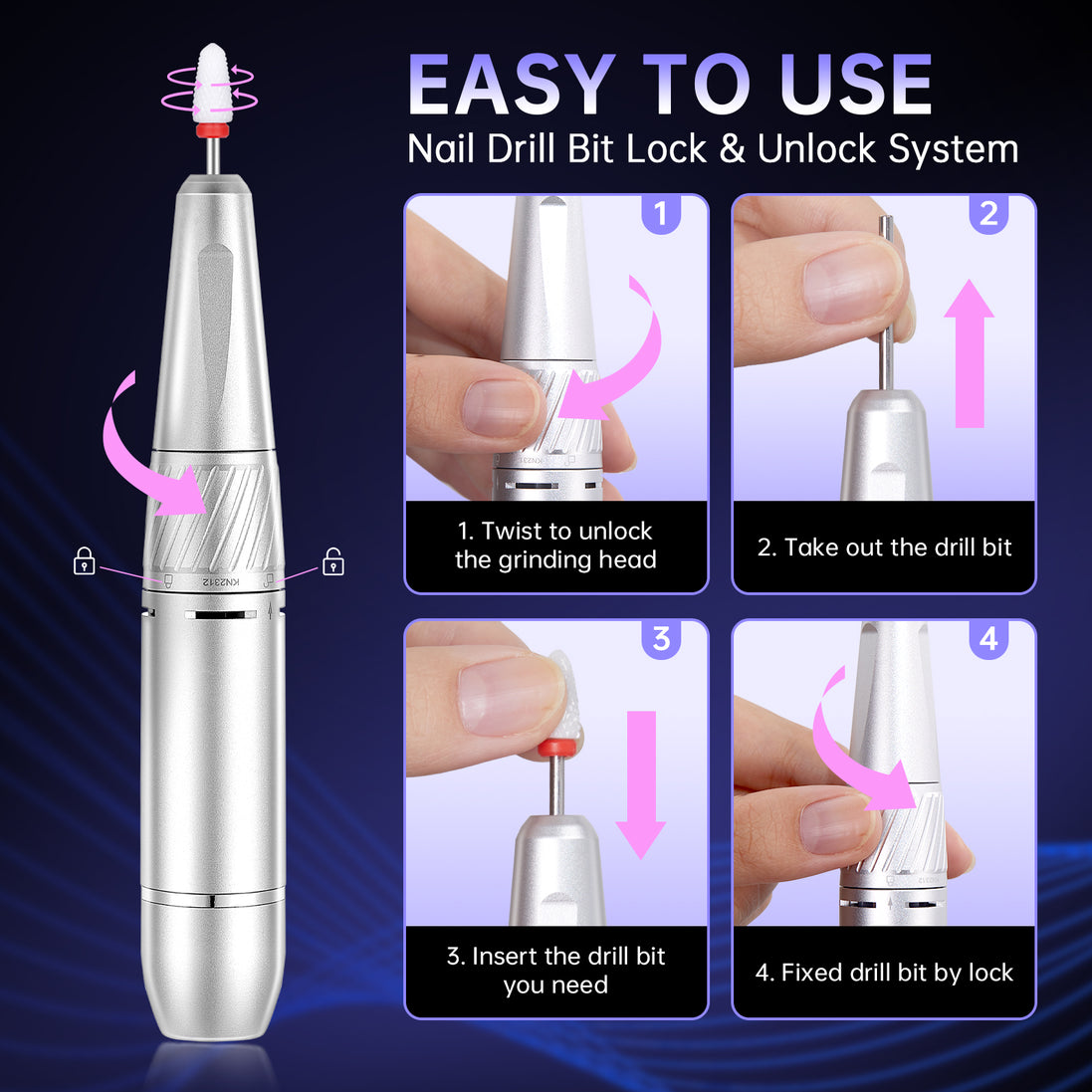 Rechargeable 35000RPM Electric Nail Drill - CS809