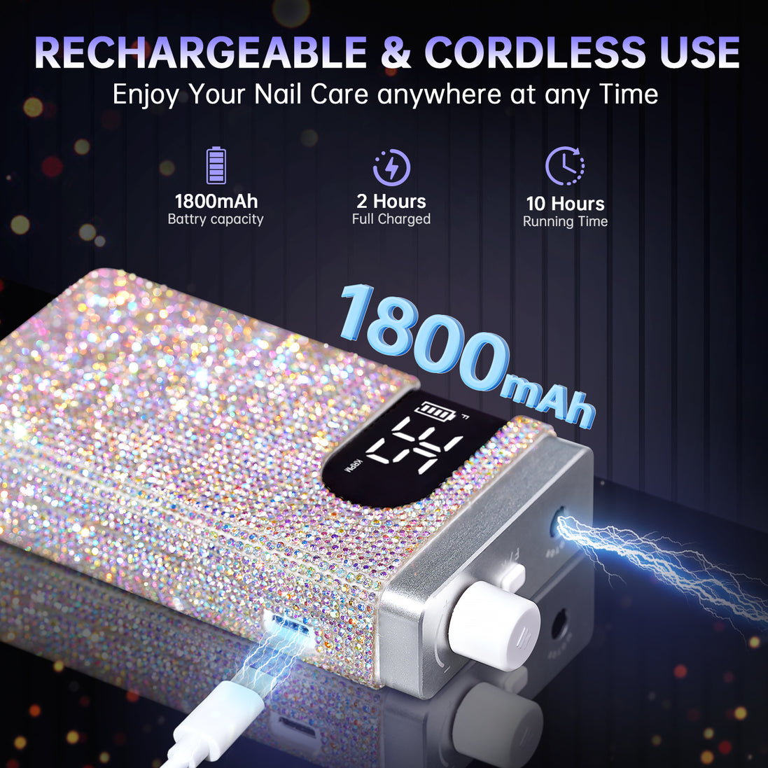 Rechargeable 35000RPM Electric Nail Drill - CS809