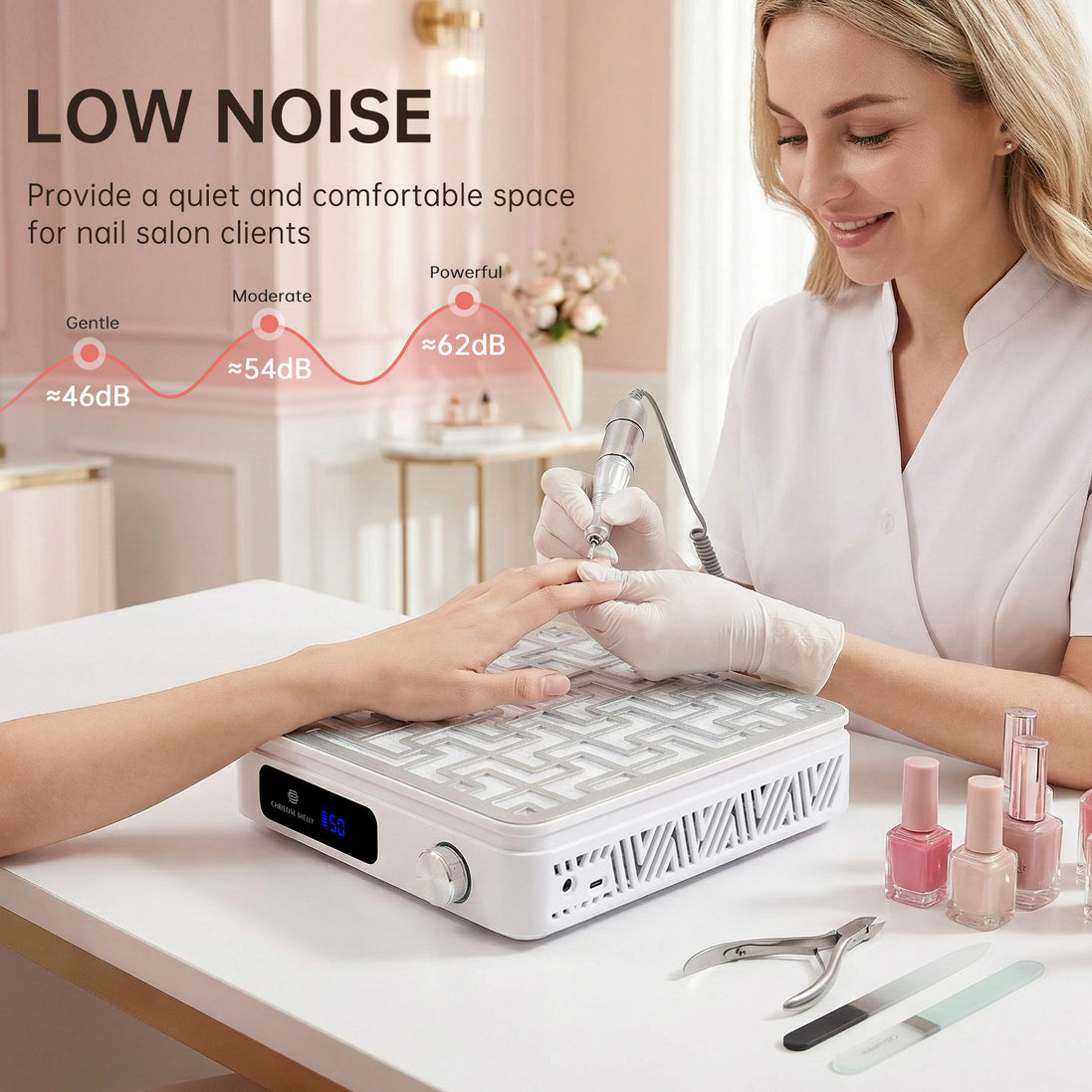 Triple Turbo Fan Rechargeable Nail Dust Collector - CS602-X12