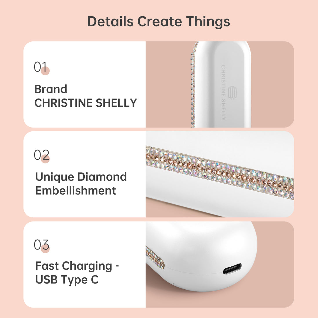 Cordless Hair Straightener Brush 9600mAh - CS2306-X202