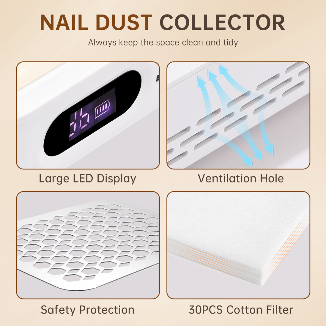 Rechargeable Nail Dust Collector - CS503-X12