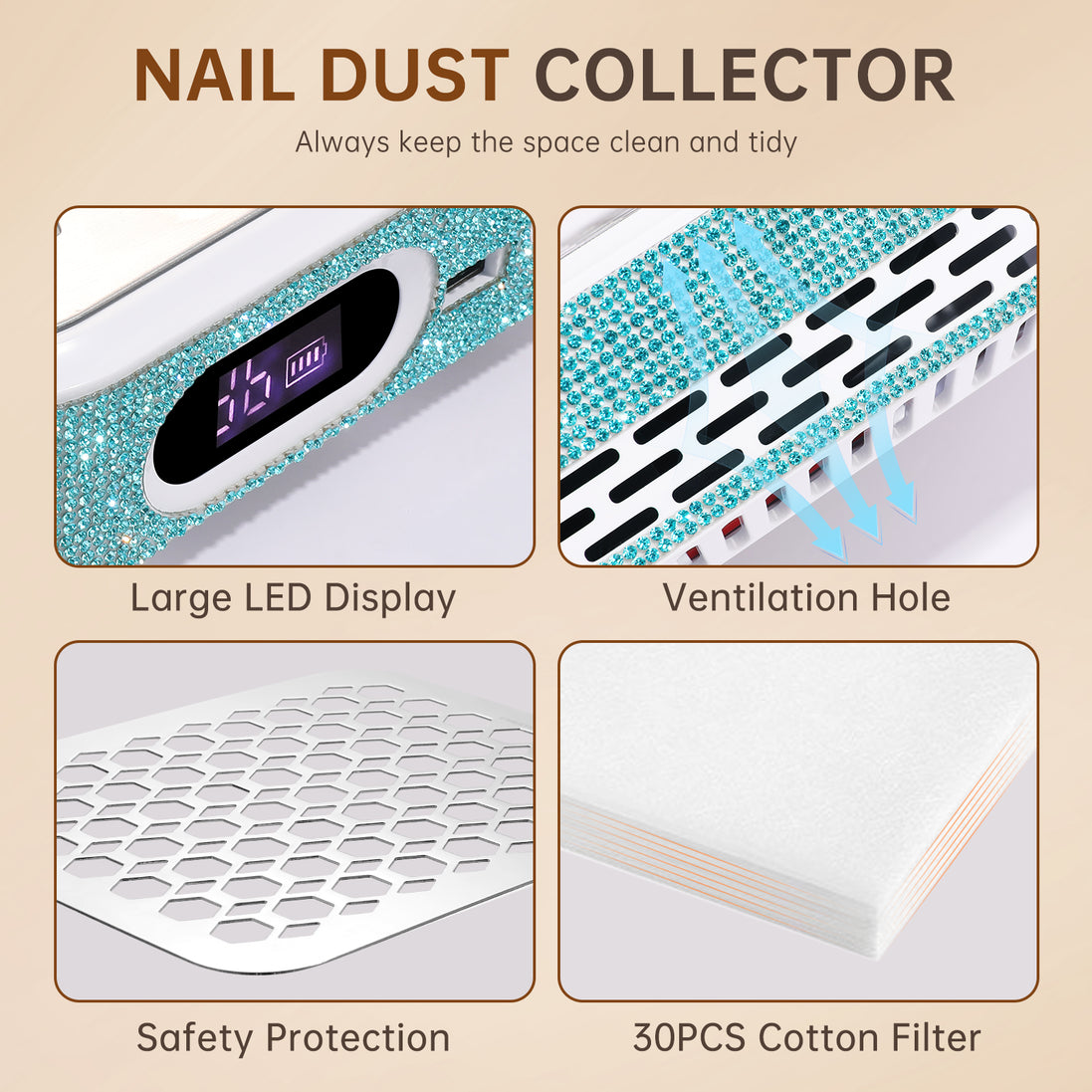 Rechargeable Nail Dust Collector - CS503-X15