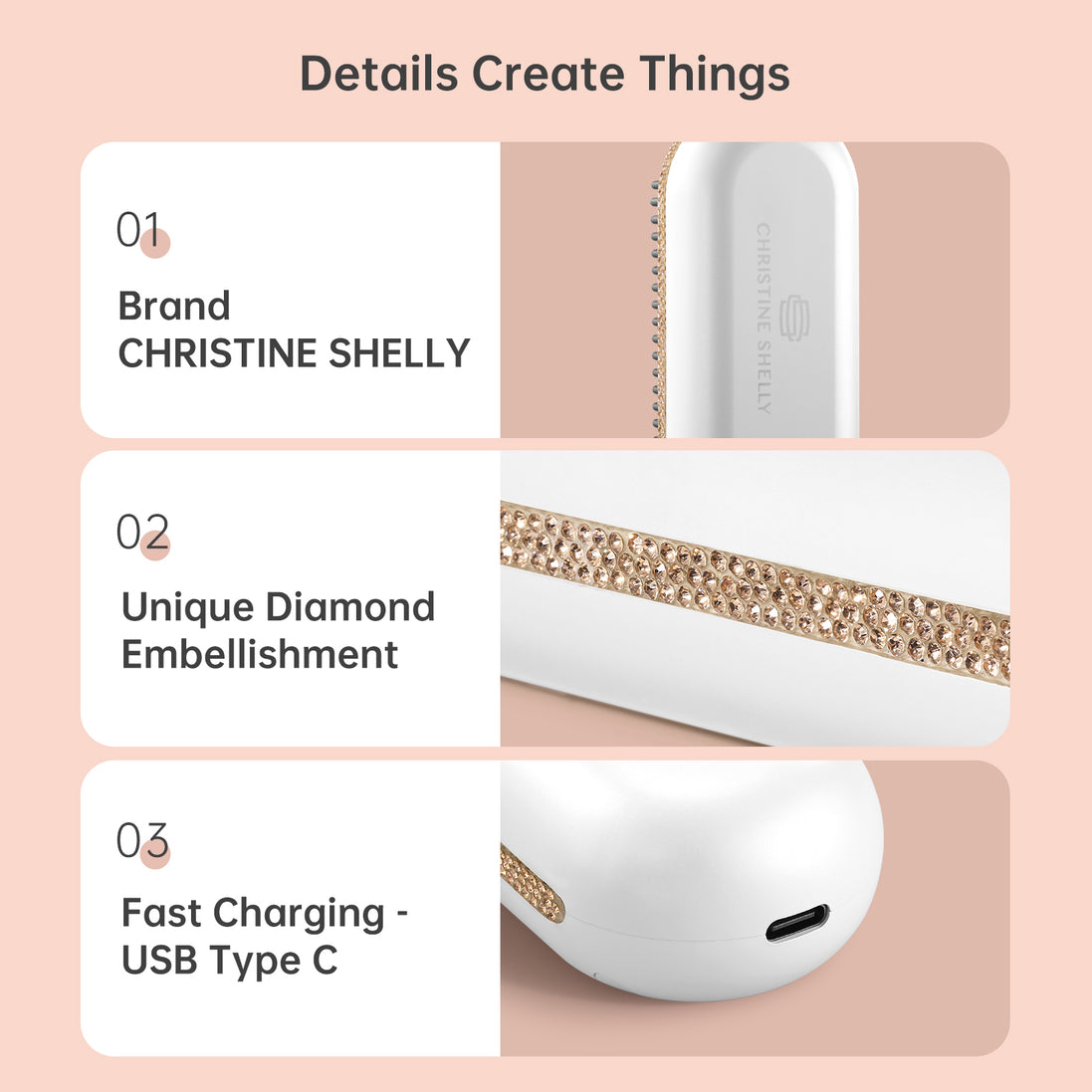 Cordless Hair Straightener Brush 9600mAh - CS2306-X218