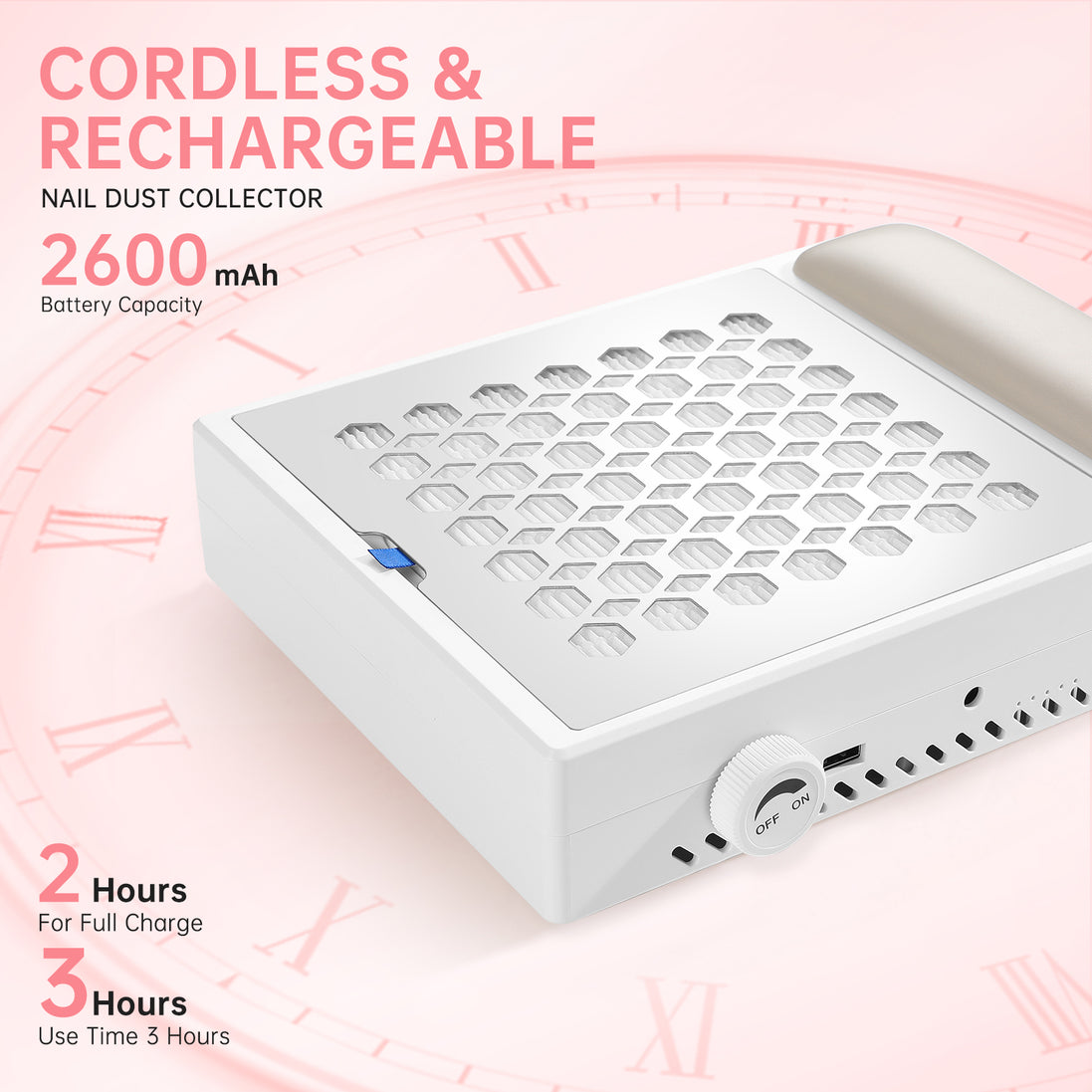 Rechargeable 650PA Nail Dust Collector - CS502-X12