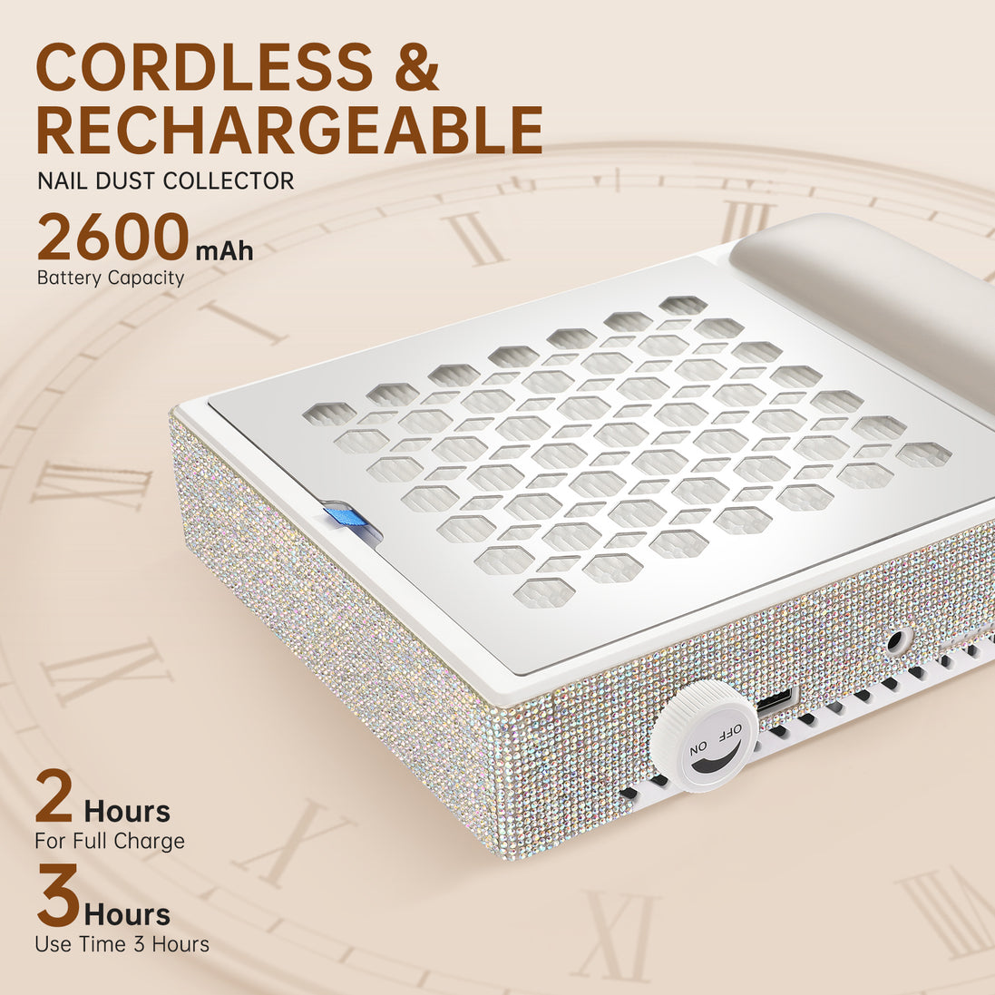 Rechargeable 650PA Nail Dust Collector - CS502-X02