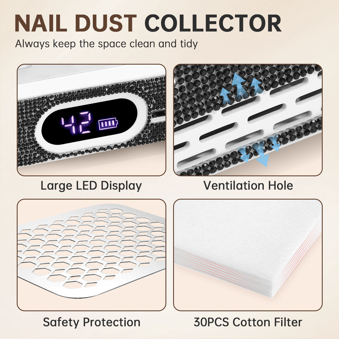 Rechargeable Nail Dust Collector - CS503-X01