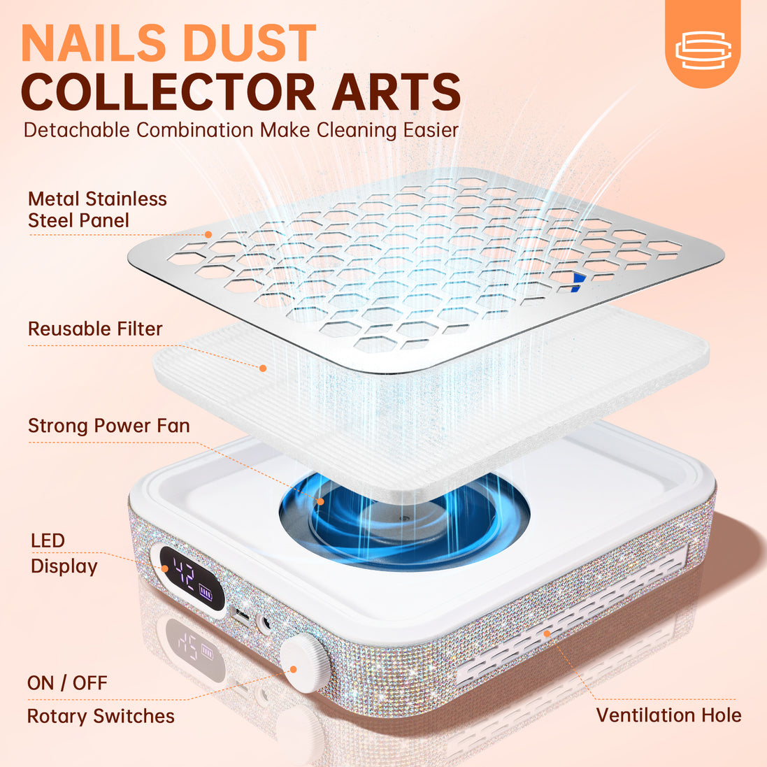 Rechargeable Nail Dust Collector - CS503-X02