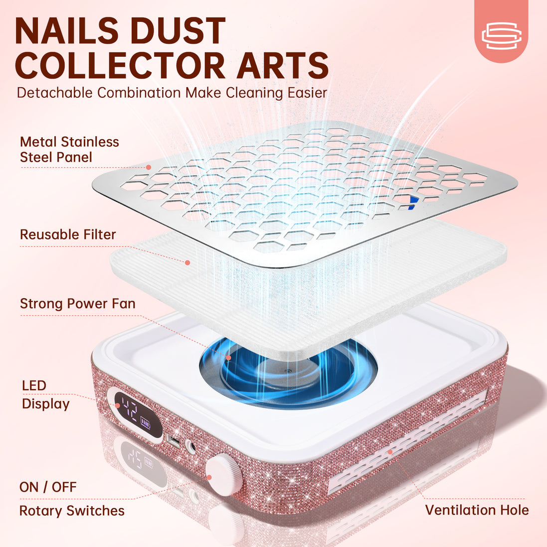 Rechargeable Nail Dust Collector - CS503-X10