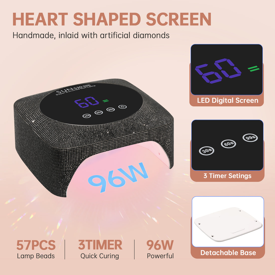 Rechargeable 96W UV Nail Lamp - CSS30-X01