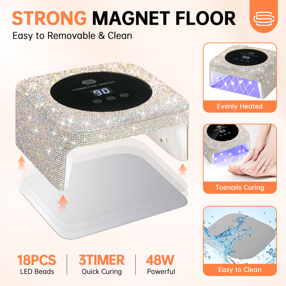 48W Plug-in UV Nail Lamp AB Rhinestones- CSH12