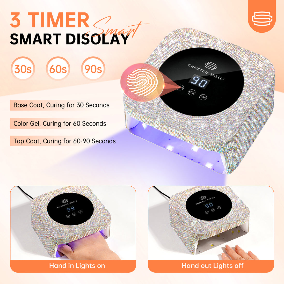 48W Plug-in UV Nail Lamp AB Rhinestones- CSH12