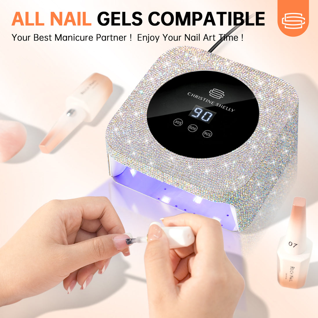 48W Plug-in UV Nail Lamp AB Rhinestones- CSH12