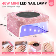 48W Plug-in UV Nail Lamp Pink Rhinestones- CSH12