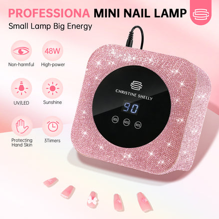 48W Plug-in UV Nail Lamp Pink Rhinestones- CSH12