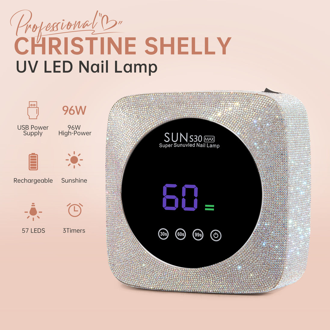 Rechargeable 96W UV Nail Lamp - CSS30-X02