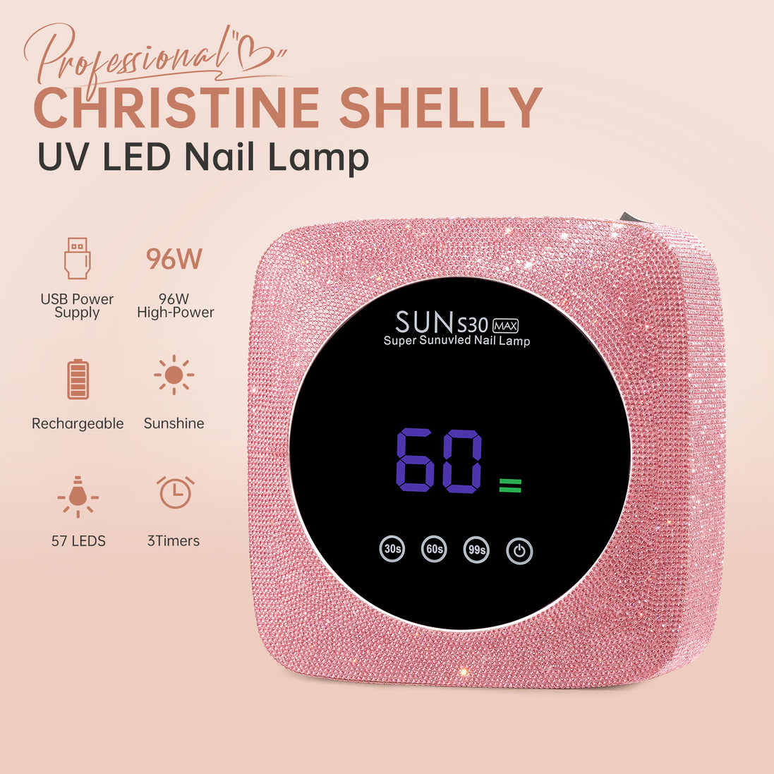 Rechargeable 96W UV Nail Lamp - CSS30-X10