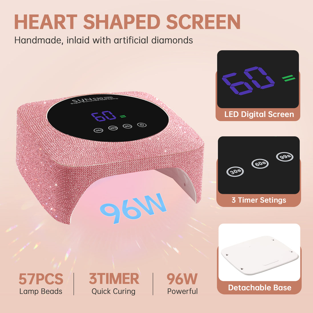 Rechargeable 96W UV Nail Lamp - CSS30-X10