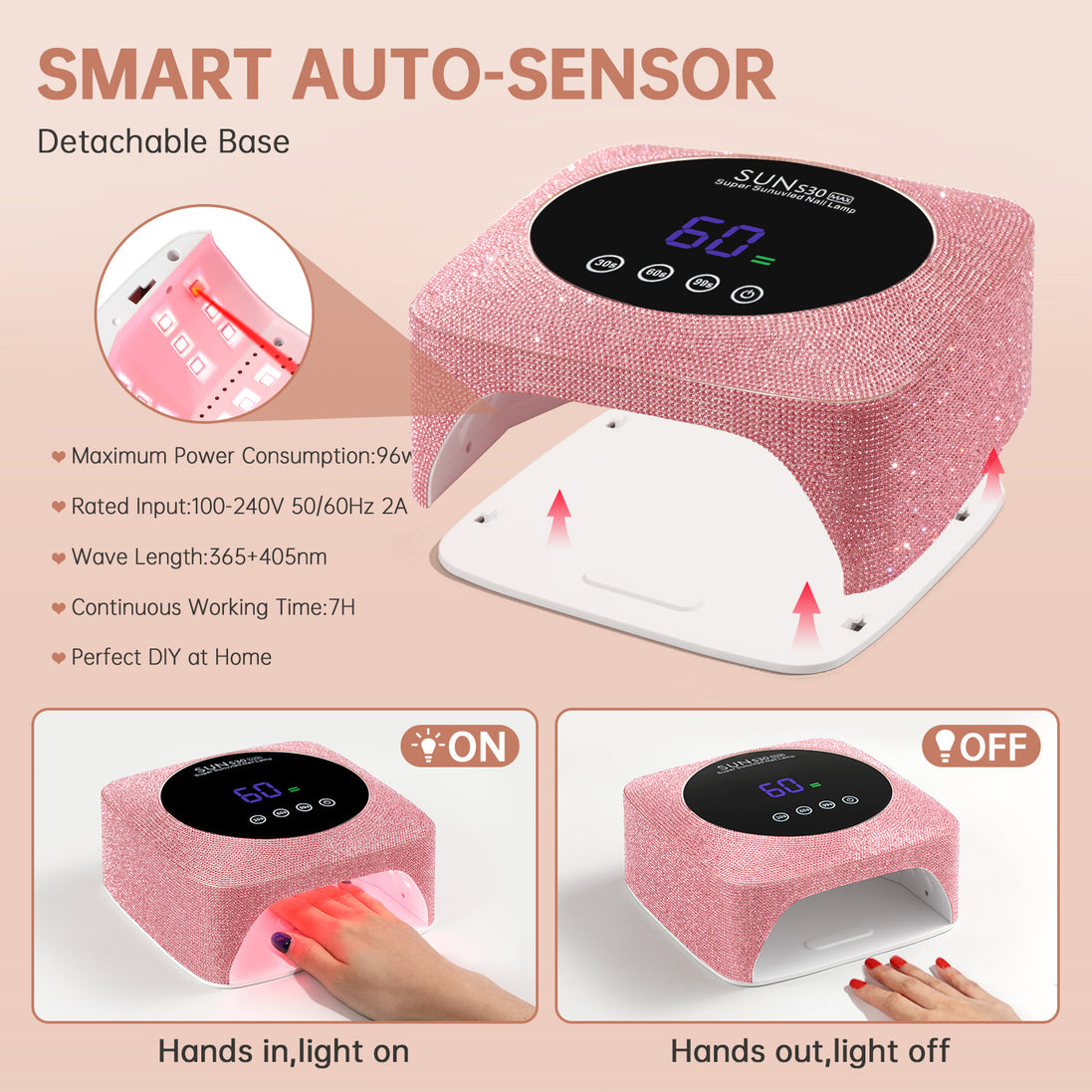 Rechargeable 96W UV Nail Lamp - CSS30-X10