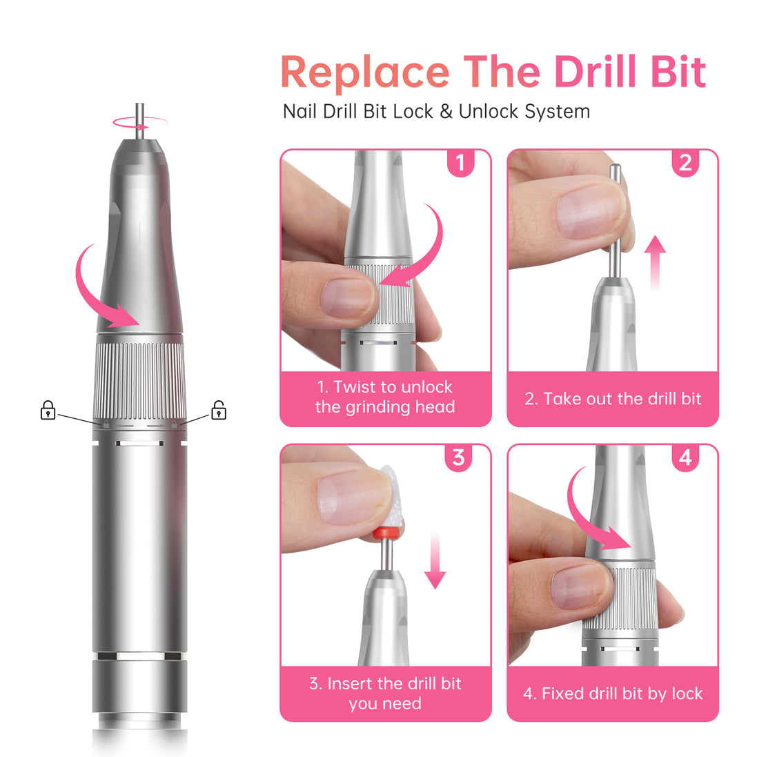 Rechargeable Electric Nail Drill 35000RPM - CS901-X10