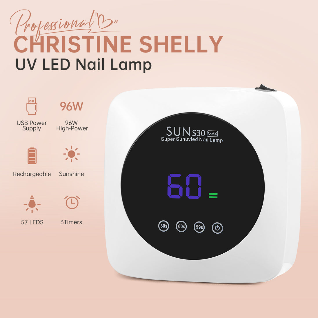 Rechargeable 96W UV Nail Lamp - CSS30-X12