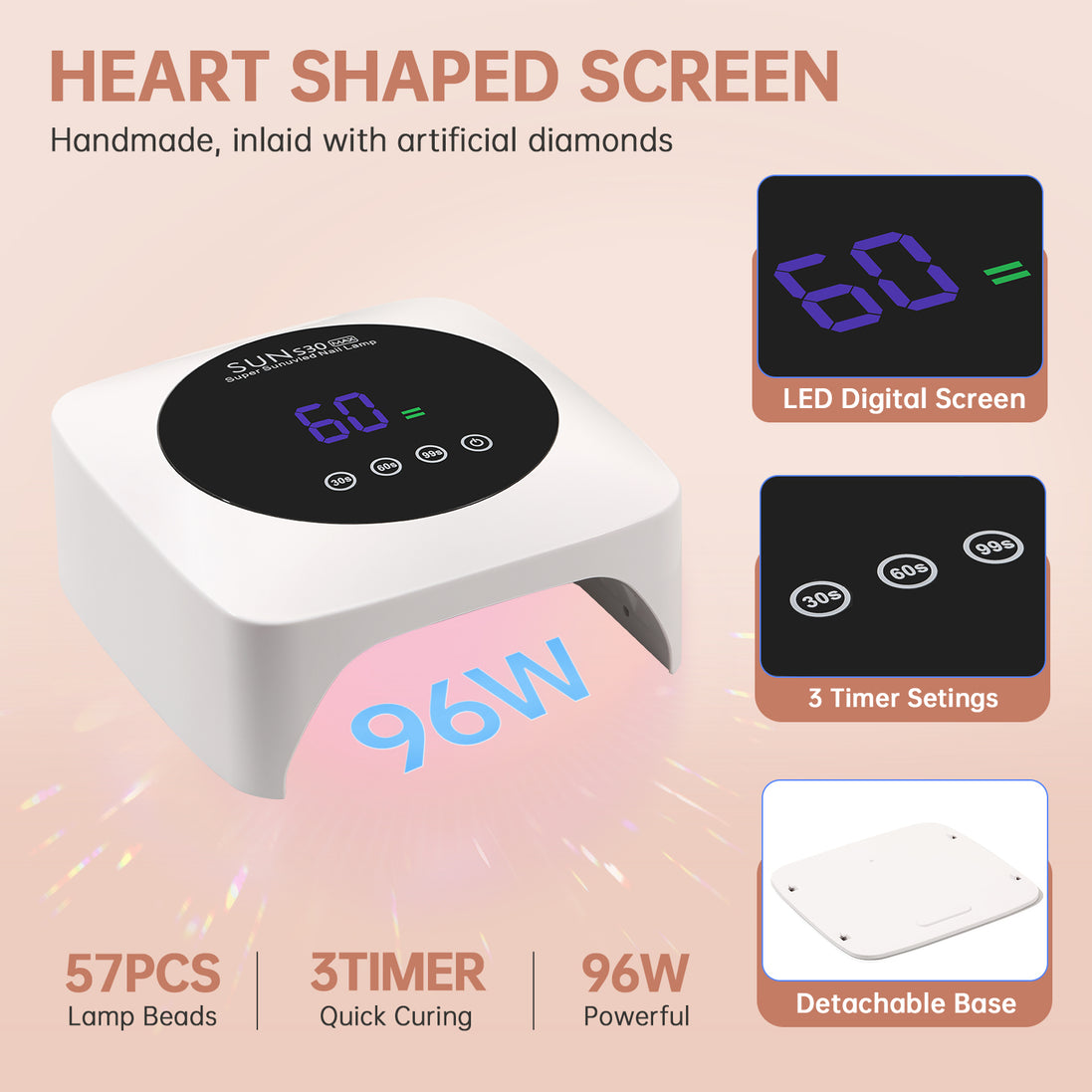 Rechargeable 96W UV Nail Lamp - CSS30-X12