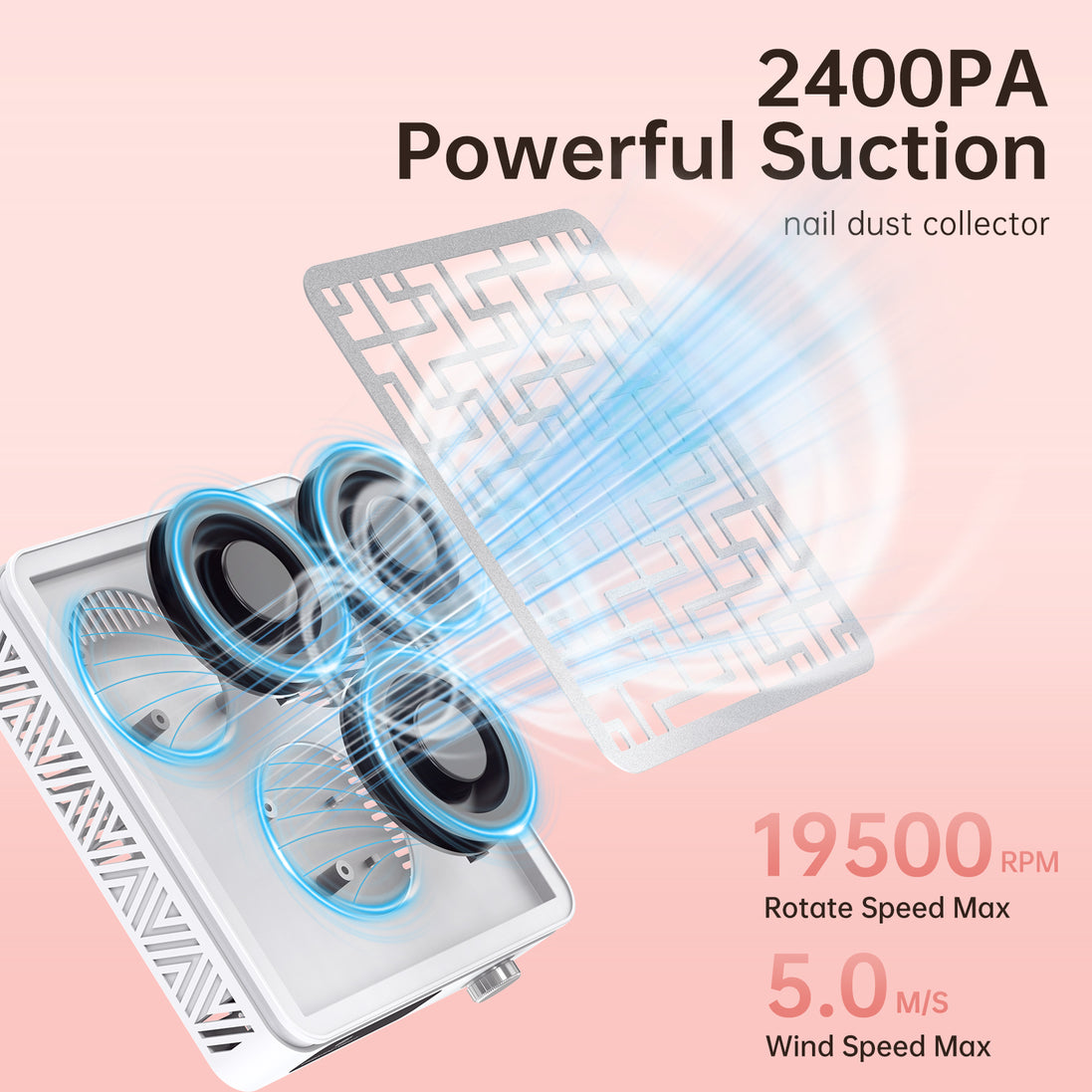 Triple Turbo Fan Rechargeable Nail Dust Collector - CS602-X02