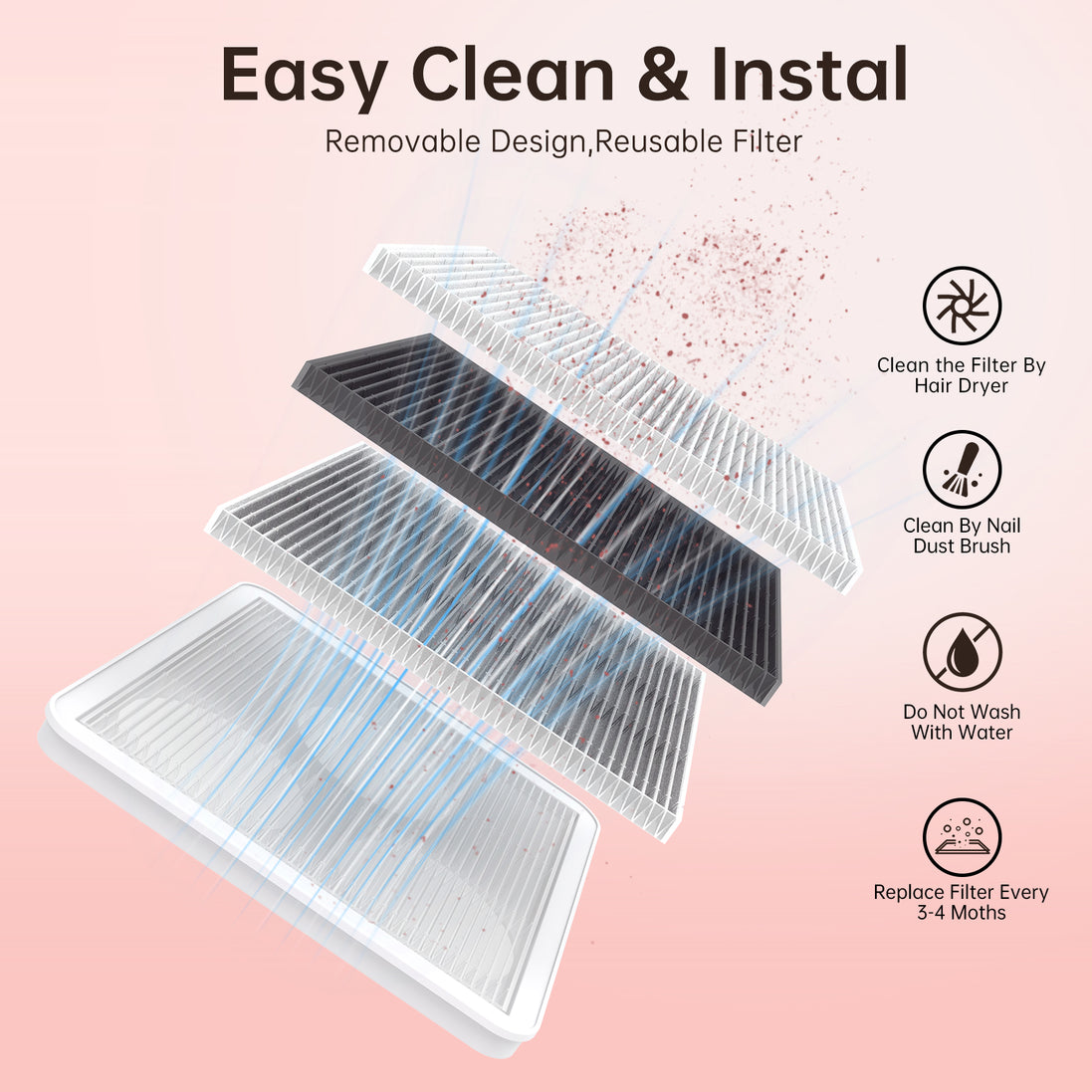 Triple Turbo Fan Rechargeable Nail Dust Collector - CS602-X02