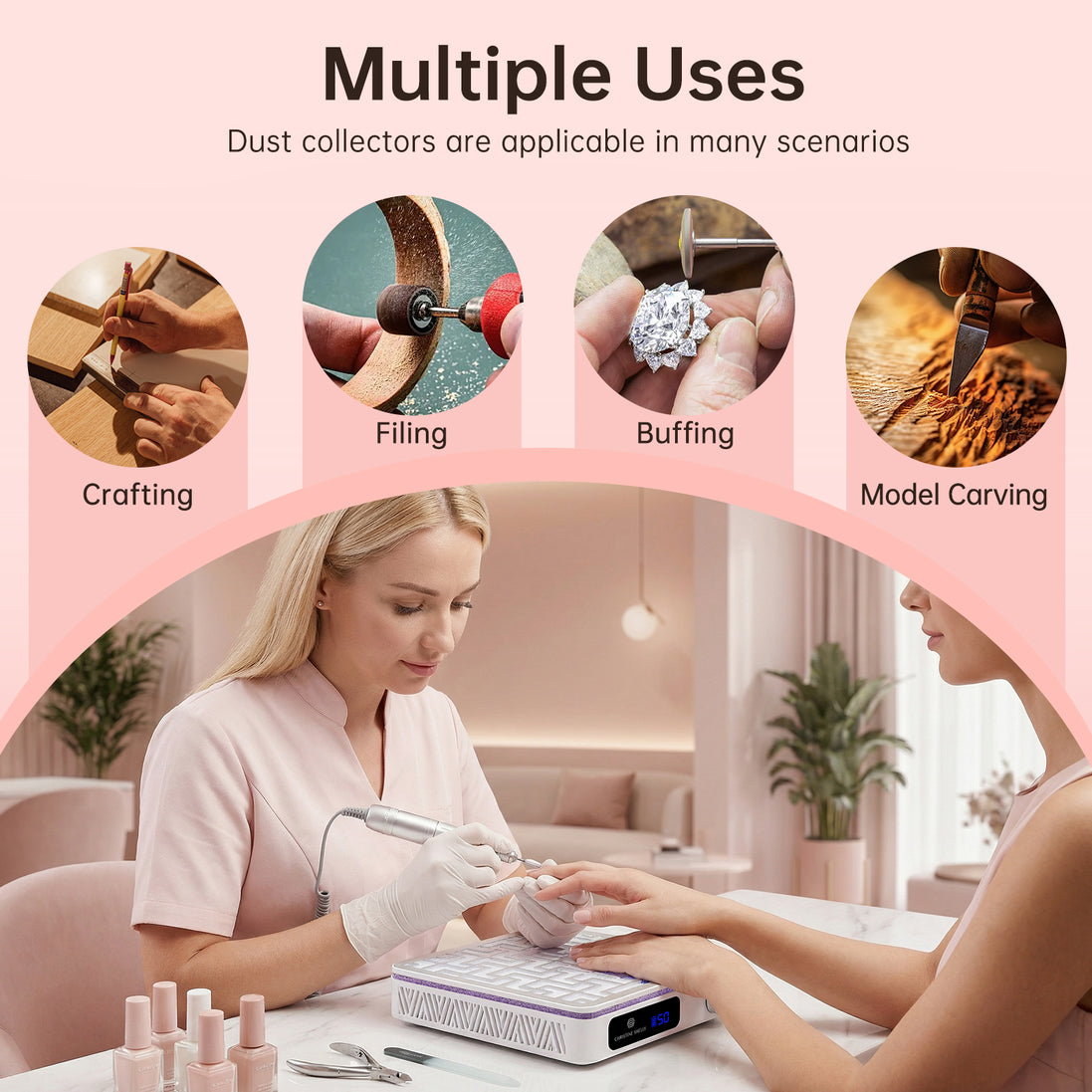 Triple Turbo Fan Rechargeable Nail Dust Collector - CS602-X19