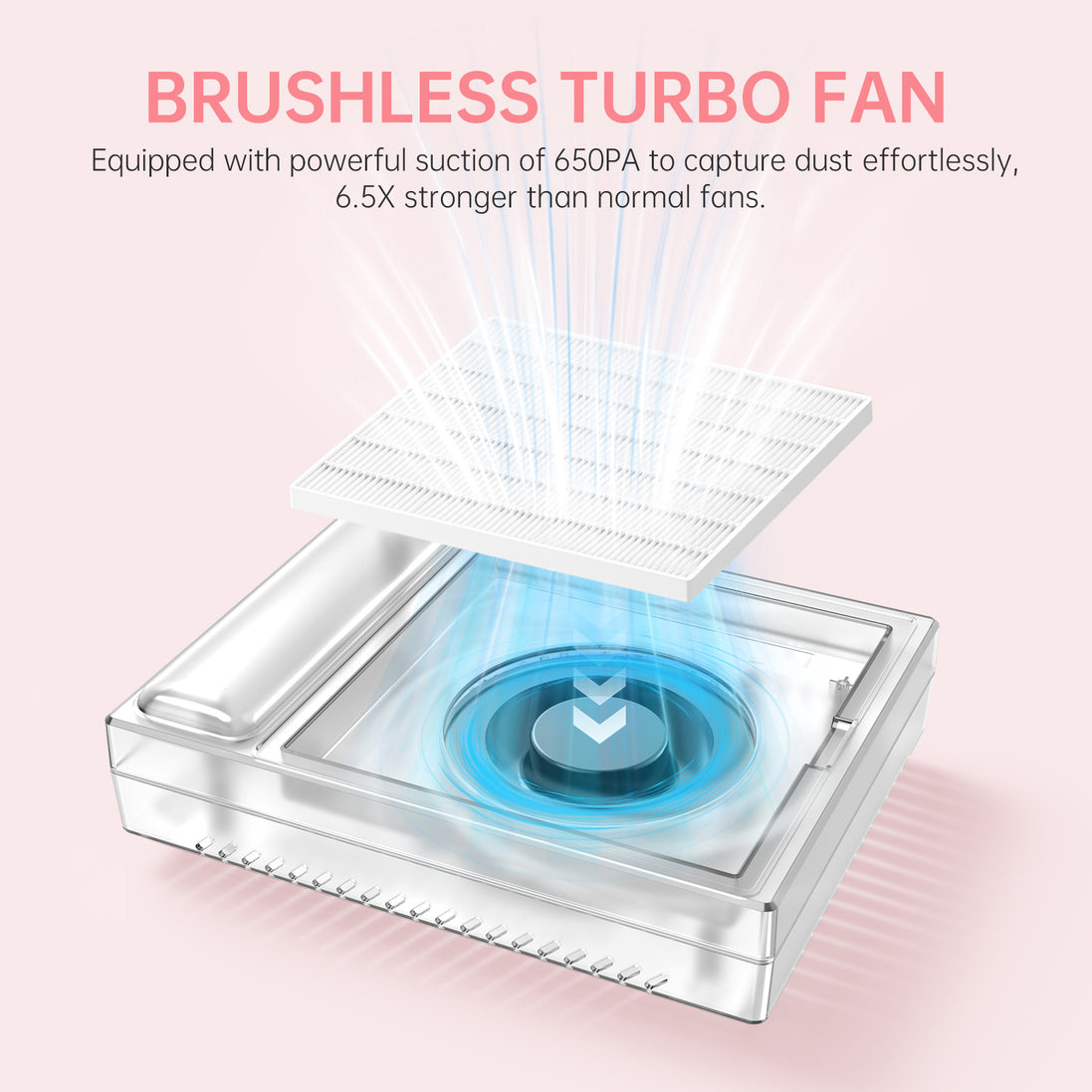 Rechargeable 650PA Nail Dust Collector - CS502-X12